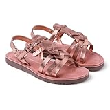Gioseppo BEARSDEN - Sandalias de Piel Metalizada para Niña, con Correa Ajustable, Suela Flexible de TPR, Color Oro Rosado, Talla 28