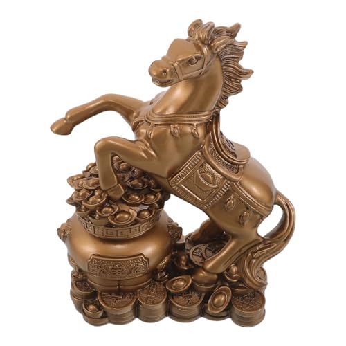 Statue de cheval en résine vintage couleur cuivre antique de 18 cm