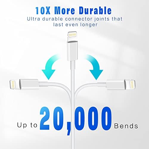 iPhone Charger Cable 3Pack 6FT/1.8M MFi Certified Lightning Cable Fast Charging Cords Apple Charger Compatible with iPhone 14 13 12 11 XS XR X Pro Max Mini 8 7 6S 6 Plus 5S SE iPad iPod AirPods