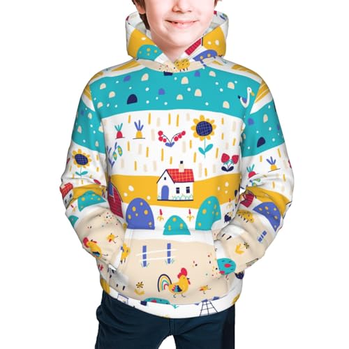 Funny Farm Kid Hoodies Boys Sweatshirts Girls Pullover with Pocket3