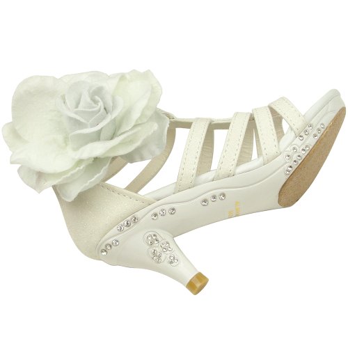 Kids Dress Sandals Strappy Glitter Fabric Flower Back Zipper Closure4