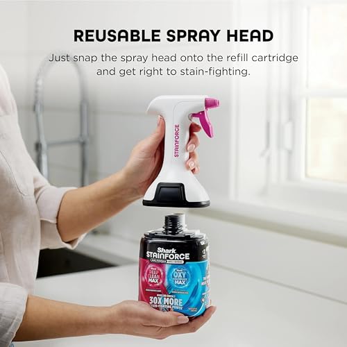Image of Shark StainForce Dual-Formula Refill Cartridge with Reusable Spray Head, Stain & Odor Remover for Shark StainForce Portable Stain Cleaner, for Carpet, Area Rug, Upholstery, Cars, 16.9oz, HXCM500S