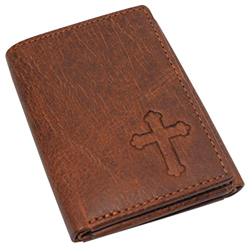 MARSHAL RFID Blocking Cross Genuine Leather Bifold Trifold Wallet for Men (Trifold)