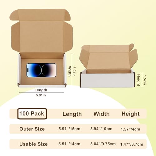 Image of WIFTREY 100 Pcs Shipping Boxes 5.91X3.94X1.57, White Corrugated Cardboard Box for Shipping Small Business, Gift Packing, Mailing
