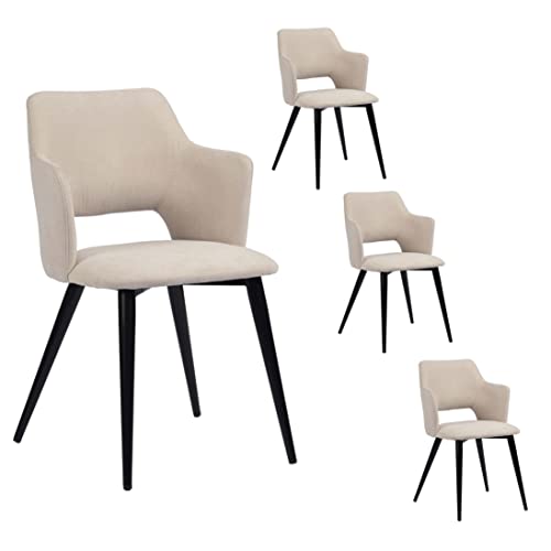 MEUBLE COSY Dining Chairs Set of 4 with Arms Fabric Upholstered S...