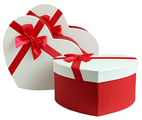 Boîtes cadeau en forme de cœur rouge et blanc Emartbuy pour emballages élégants