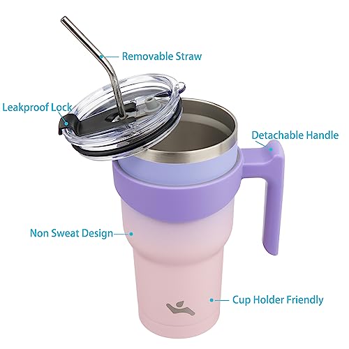 Image of Konokyo 30 oz Tumbler with Handle and Straw, Insulated Travel Mug