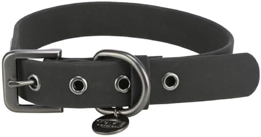 Trixie Hunde-Halsband CityStyle L-XL: Halsumfang 50-57cm/30mm schwarz - Hochwertiges PVC Halsband für große – sehr große Hunde, verstellbar, wasserabweisend & abwischbar, 1971801