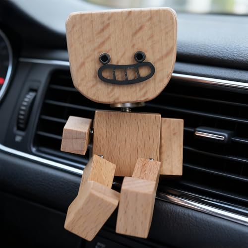 Whimsical Shaking Figurine, Wooden Man with Swappable Face Plates, Fun Kinetic Desk Decor for Office & Home, Engaging Gift for Coworkers & Friends - Image 4