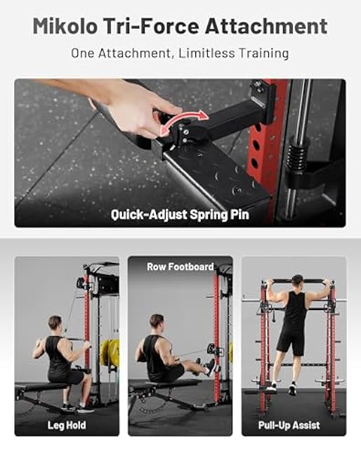 Mikolo M4 2.0 Smith Machine, All-in-One Power Cage with Independent Dual Pulley System, Multi-Function Home Gym Workout Cage for Cable Crossover