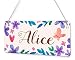 Watercolour Flowers and Butterfly Personalised Childs Bedroom Door Sign Name Plaque