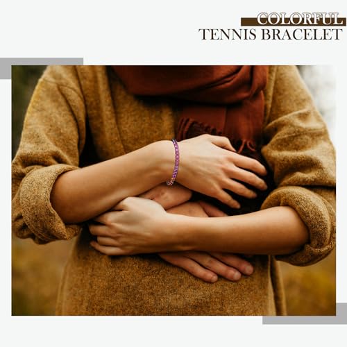 925 Sterling Sliver Tennis Bracelets for Women Teen Girls Round/Oval/Princess Shaped Created Gemstone Adjustable/Link Bracelets3