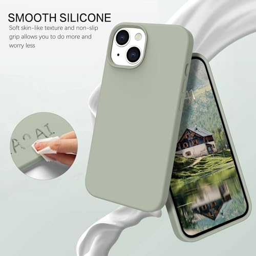 Coque iPhone 14 silicone souple protège contre chutes et rayures vert calke - 2