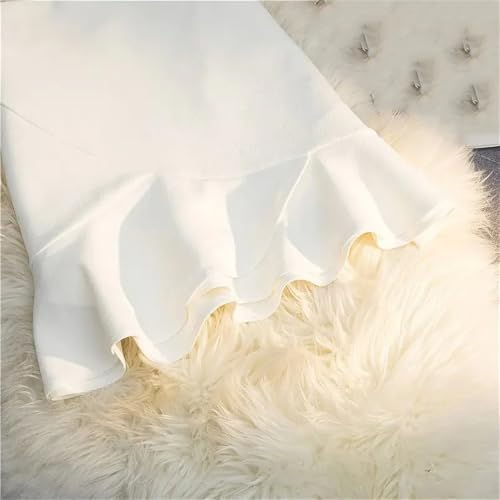 Women's Ruffle Edge Mini Skirt Solid Color Zipper High Waist A-Line Version Short Skirt4