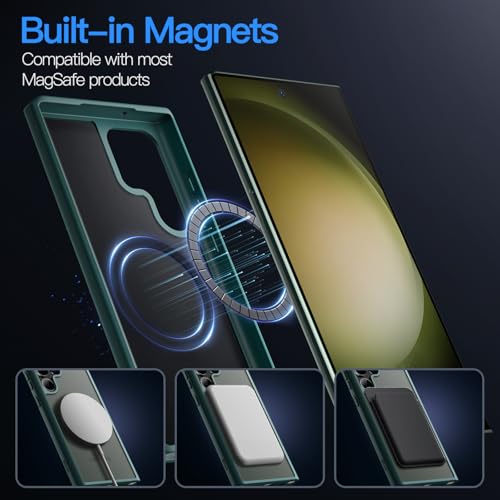 Image of JETech Magnetic Case for Samsung Galaxy S23 Ultra, Midnight Green | Cover Compatible with MagSafe, Translucent Matte Back, Shockproof Protection