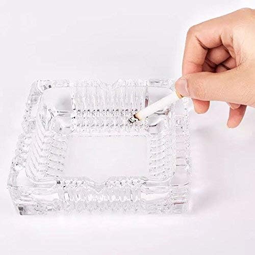 Deli Green Apple No. 2049 Crystal Heavy Glass Ashtray for Indoor and Outdoor Decorative (Square)