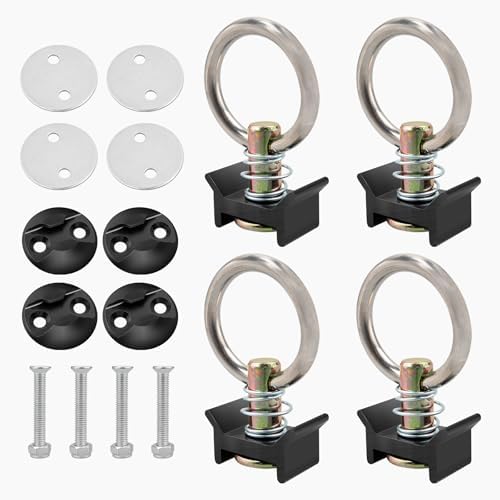 MOTO4U Single Stud L Track Fittings - 4,000 LB Capacity Tie Down Rings (10 Pack)