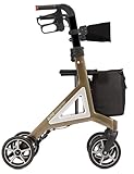 Bischoff & Bischoff Alevo Country Rollator, faltbar – Gelände-Rollator für drinnen und draußen, Gehwagen mit Profil-Bereifung und abnehmbarer Tasche, Sitzhöhe 58,5cm, Platin