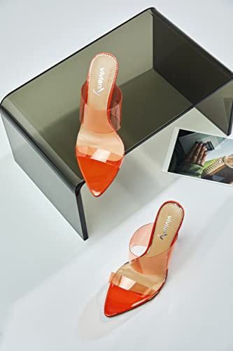 Vivianly Clear Pointed Toe Heels Sandals Transparent Strap Stiletto High Heels Slip On Mules For Women Size 7 #TOP4
