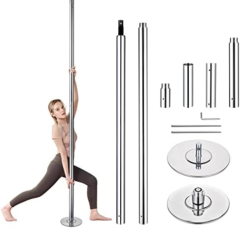 AW 9.25 FT Portable Dance Pole Kit Static Spinning Pole Dancing Pole Strip Poles for Home Removable 45mm Dance Pole Gym Party Club Exercise Fitness Silver, Max Load 1102 Lbs