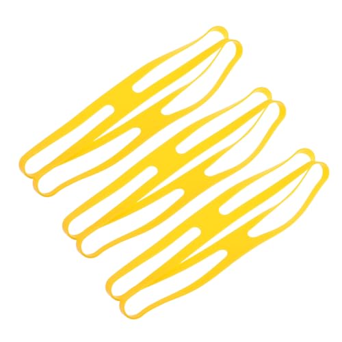 Garneck 3pcs Flexible Bands Container Fixing Bands Stretch Bands Reusable Elastic Bands Elastic Lunch Strap Bands Flexible Container Fixing Straps Grocery Bag Handle Holder Yellow Rubber