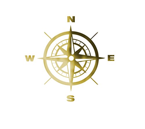 MacDecal.de Kompass Wandtattoo Wandaufkleber Sticker Aufkleber Wand Nordpfeil Kompassrose (M = 40x40cm, Gold) Cover
