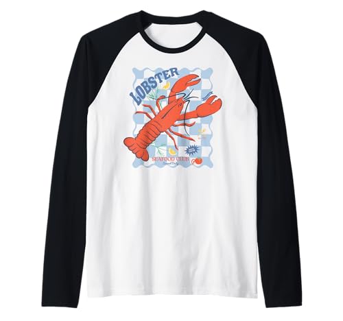 Funny Lobster Crawfish Vintage Lobster Camiseta Manga Raglan