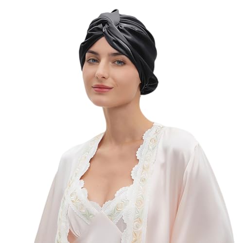 Bonnet de sommeil en soie double couche torsadée pour un soin capillaire de luxe
