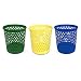 TIENDA EURASIA - 3 Papeleras de Plastico, 3 colores Amarillo, Azul y Verde, 28x29cm, Material Reciclable, Diseño Hueco Moderno, Oficina y Hogar, Papelera para Escritorio, Cubo Portatil