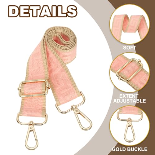 Image of PATIKIL Purse Strap, Adjustable Crossbody Bag Straps Wide Shoulder Strap Universal Replacement Shoulder Bag Belt for Women's Handbags Canvas Satchels Bag Backpack, Pink