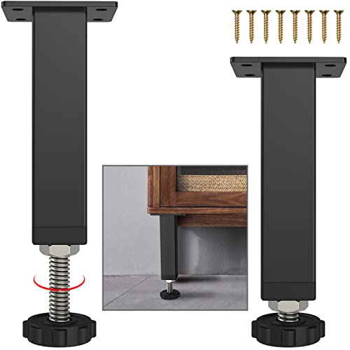 Irondiy 5.9"-8.6" Metal Adjustable Furniture Legs,Adjustable Slat Support Legs For Table/Bed/Cabinet/Couch,Heavy Duty Bed Center Frame Adjustable Height Slat Support Leg,Set Of 2 #TOP28