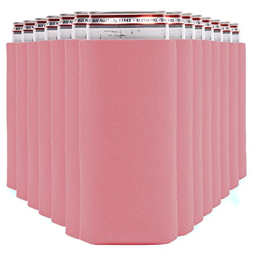 Image of Slim Can Cooler Sleeves (30-Pack) Soft Insulated Slim Can Koolie for White Claw Seltzer & Slim Beer - HTV Blanks for Vinyl Projects - Skinny Can Koolies Bulk - Tall Can Coolies for Slim Cans (Salmon)