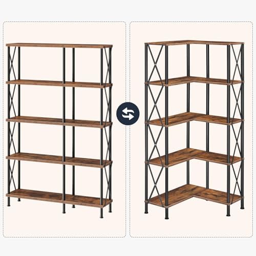 HOOBRO Eck-Bücherregal mit 5 Ebenen, industrielles großes Eckregal, L-förmiges Regal, Freistehendes Lagerregal, Standregal… – Ansicht 4
