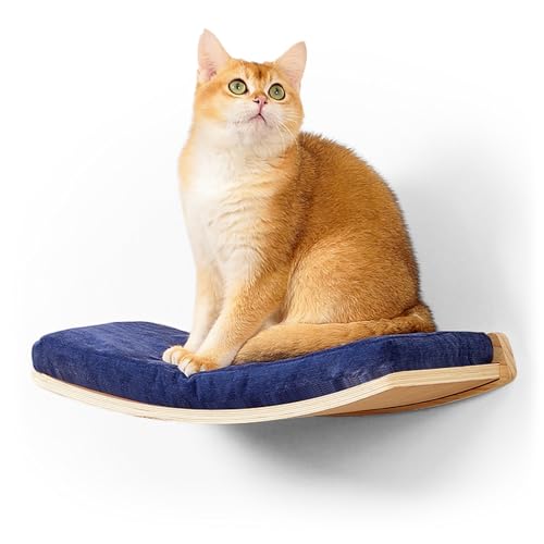 COOLEX Curved Cat Shelves and Perches, Floating Cat Wall Bed with Comfortable Cushion