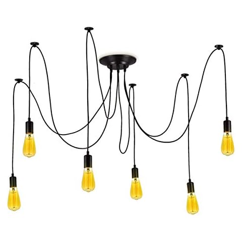 BarcelonaLED Lámpara de Araña Vintage Retro con 6 brazos E27 LED Cover