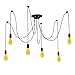 Produktbild BarcelonaLED Black Pendel Kronleuchter Federung Vintage Retro Style mit Pvc Kabel 6 Armen E27 Led Lampenfassung