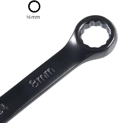 Miniatura 7 de Auniwaig Cr-V - Llave combinada de 0.394 in, 5.315 in de longitud, diseño de 12 puntos, revestimiento de electroforesis negro