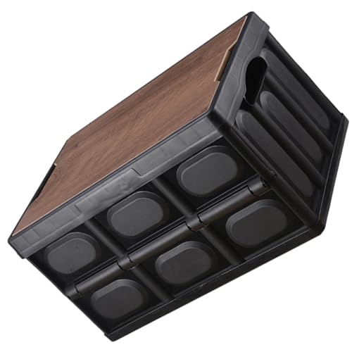 Boîte de rangement pliable noire en PP avec planche en bois pour maison