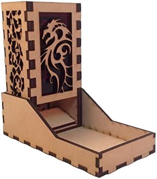 Dragon Mini Dice Tower v6 Purple Acrylic Window Laser Cut MDF Unique Gift