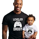 Leveled Up To Dad, Dad And Son Matching Shirts Player 1 Player 2, Father Son Matching Outfits, Father Gifts For Gamer Dad, Daddy Daughter, Matching Shirts For Father And Newborn Son.