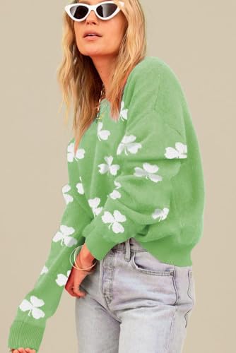 Image of Women's Bright Pink Fuzzy Valentine Hearts Drop Shoulder Sweater Casual Heart-Shaped Long Sleeve Pullover Tops