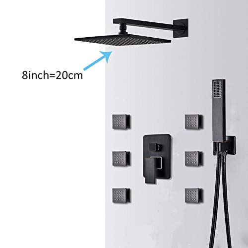 Robinet de douche à LED noir pour soulager le dos avec jets de massage SPA