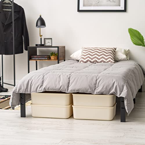 Iris Usa Plastic Modular Basket Bin & Lid, Medium, 4-Pack, Stackable Lidded Storage Organizer Bins For-Kitchen-Bathroom And Bedroom, Off White #TOP6