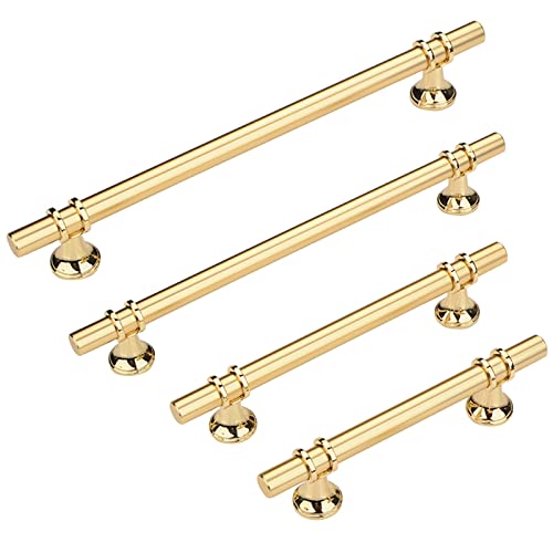 Preisvergleich Produktbild 4 Stück Gold Schubladenknopf, Aluminiumlegierung Griffe,Schubladengriffe Möbelgriffe Schwarz Griffe, Küche Schwarz,Kommodenknöpfe Schubladenknöpfe, Einfache Installation Schubladengriff(Gold,375mm)