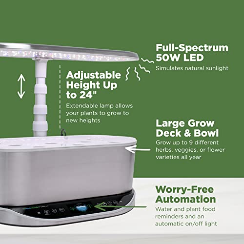 AeroGarden Bounty Elite - Indoor Garden with LED Grow Light, WiFi and Alexa Compatible, Stainless Steel