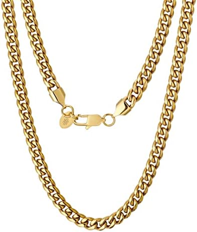 KRKC&CO Gold Chain Men's Necklace 18K Gold Plated/White Gold, Miami Cuban Link Chain for Men, Hip Hop Thick Curb Chains, Mens Gold Chain Necklace 3/4/6/8/9/10/12MM