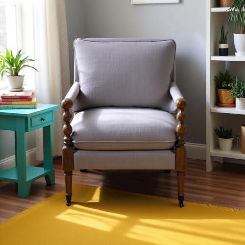 Sillón Beige Tapizado con Ruedas miniatura 3