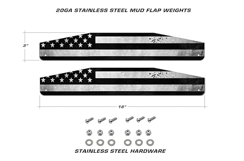 Image of Universal Mud Flap Splash Guard Stainless Steel Weights for Semi Trailer Trucks - 3 inch x 18 inch - 2 Piece Set - Subdued