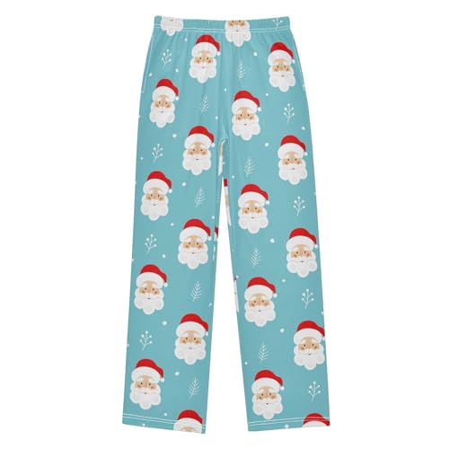 Boys' Pants Christmas Santa Claus Leaves Blue Long Bottoms Jogger Pants Elastic Waist Trousers with Pockets S-XL