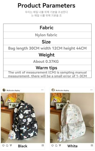 Print Backpack - Stylish and Versatile Canvas Shoulder Bag for Adventures comes with 1 pcs accessory (White,Pendant included)4